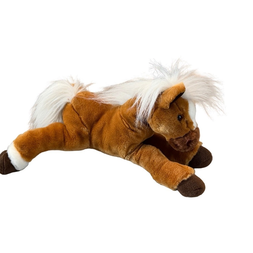 Animal Alley Toys R Us Brown Horse Plush White Mane Tail Vintage 2000 Pony 14 in